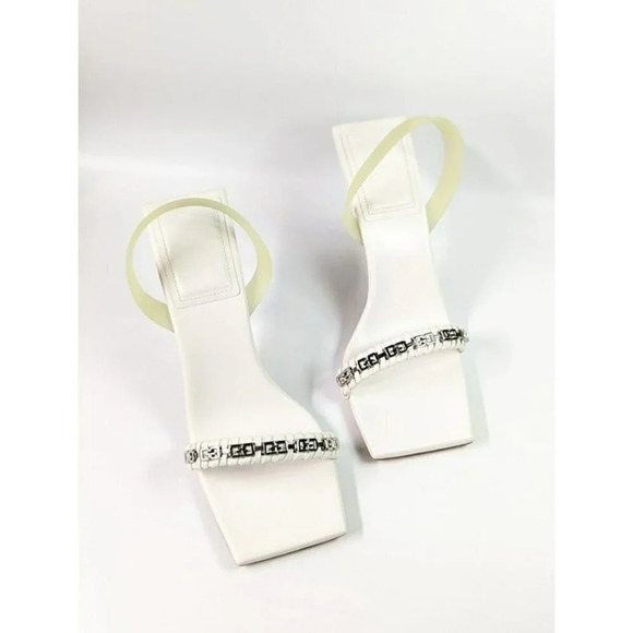 Givenchy Chain Embellished G Woven Ivory Leather Heel Sandals Size 41 MSRP $925 - Picture 3 of 13